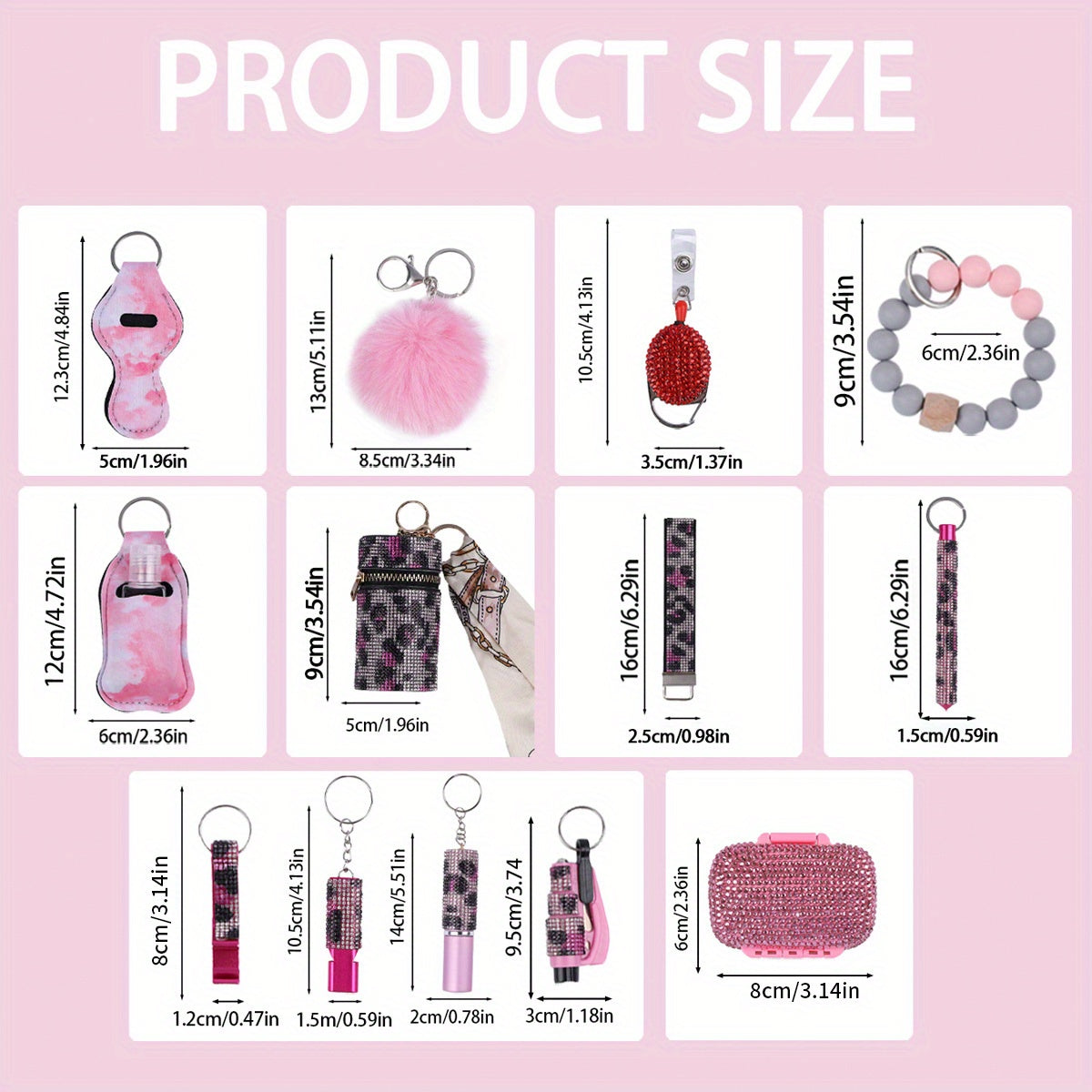 Σετ Αυτοάμυνας 13 Τεμαχίων με Στρας - Στυλάτο Μπρελόκ Καρπού με Θήκη Αποθήκευσης