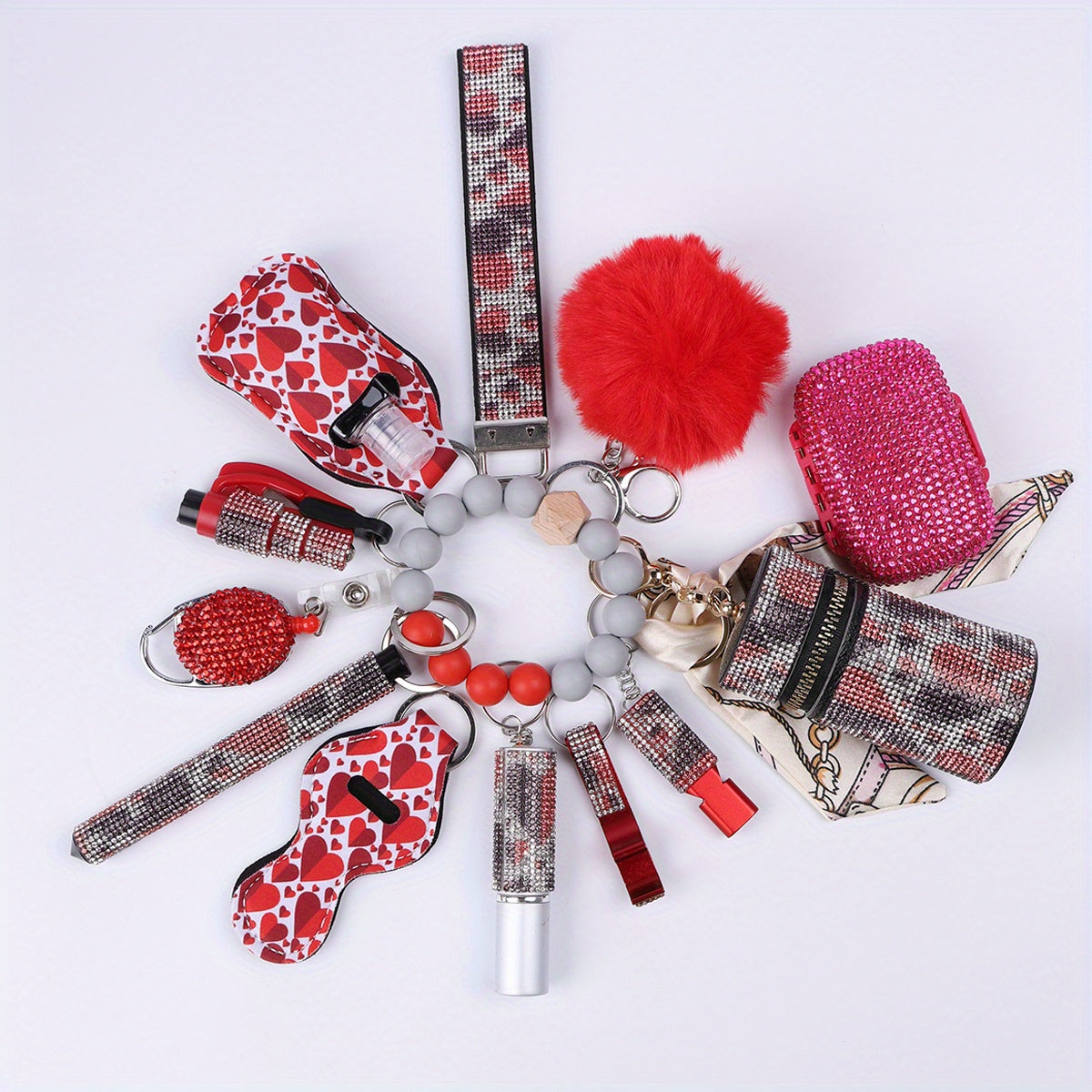 Σετ Αυτοάμυνας 13 Τεμαχίων με Στρας - Στυλάτο Μπρελόκ Καρπού με Θήκη Αποθήκευσης