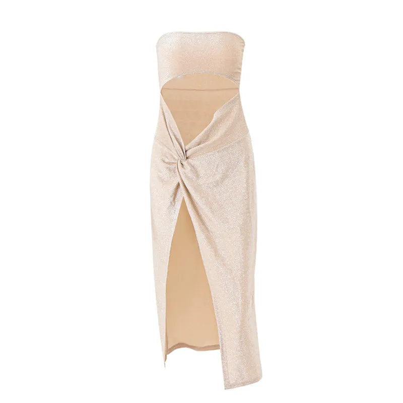 Strapless Glam – Τοπλες Καλοκαιρινό Φόρεμα με Σκίσιμο & Άνοιγμα