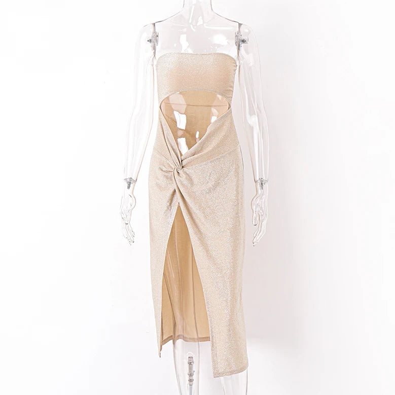 Strapless Glam – Τοπλες Καλοκαιρινό Φόρεμα με Σκίσιμο & Άνοιγμα