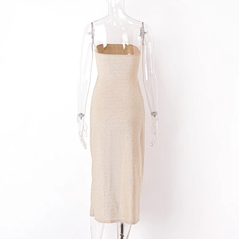 Strapless Glam – Τοπλες Καλοκαιρινό Φόρεμα με Σκίσιμο & Άνοιγμα