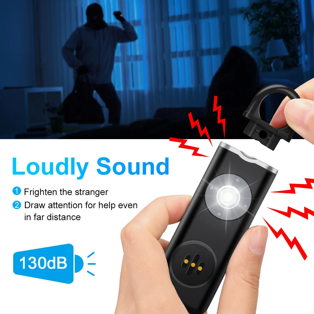 Συναγερμός Αυτοάμυνας 130dB - Επαναφορτιζόμενο Μπρελόκ Ασφαλείας με LED για Γυναίκες, Παιδιά, Ηλικιωμένους